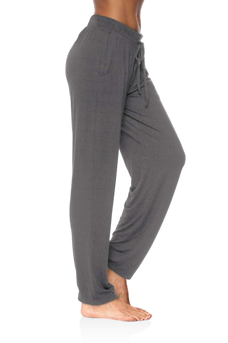 DIBAOLONG Womens Yoga Pants Wide Leg Comfy Drawstring Loose Straight Lounge Running Workout Legging Dark Gray M - Image 3